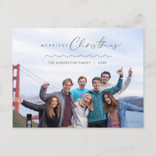 Modern Greeting, Merry Christmas Family Photo  Postcard