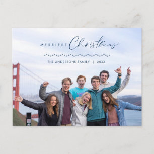Modern Greeting, Merry Christmas Family Photo  Postcard