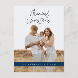 Modern Greeting,  Merry Christmas Family Photo Postcard
