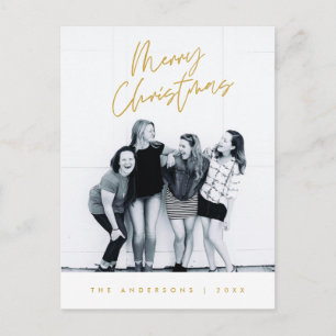 Modern Greeting,  Merry Christmas Family Photo  Postcard