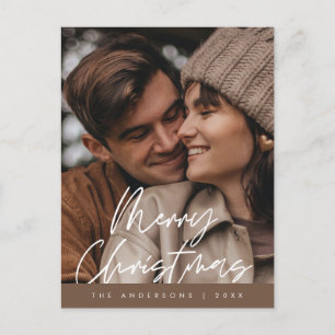 Modern Greeting,  Merry Christmas Family Photo Postcard