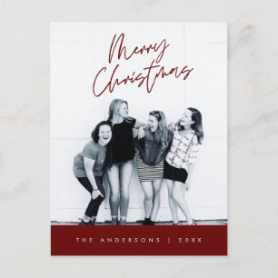 Modern Greeting,  Merry Christmas Family Photo Postcard