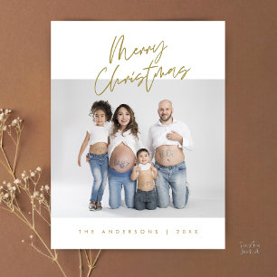 Modern Greeting, Merry Christmas Family Photo Postcard