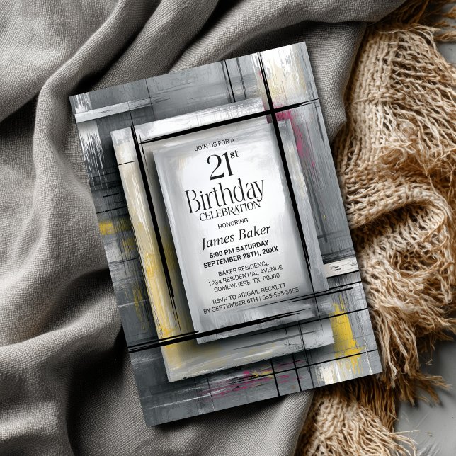 Modern Grey 21st Birthday Party Invitation (Creator Uploaded)