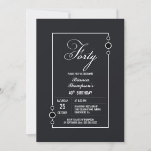 Modern Grey 40th Birthday Party Invitation