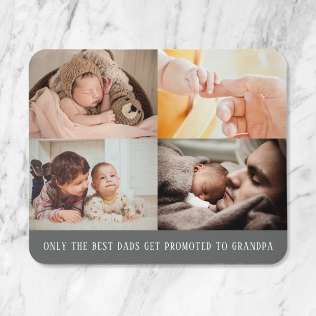 Modern Grey 4 Photo Collage for Grandpa Mouse Mat (Creator Uploaded)