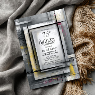 Modern Grey 75th Birthday Party Invitation