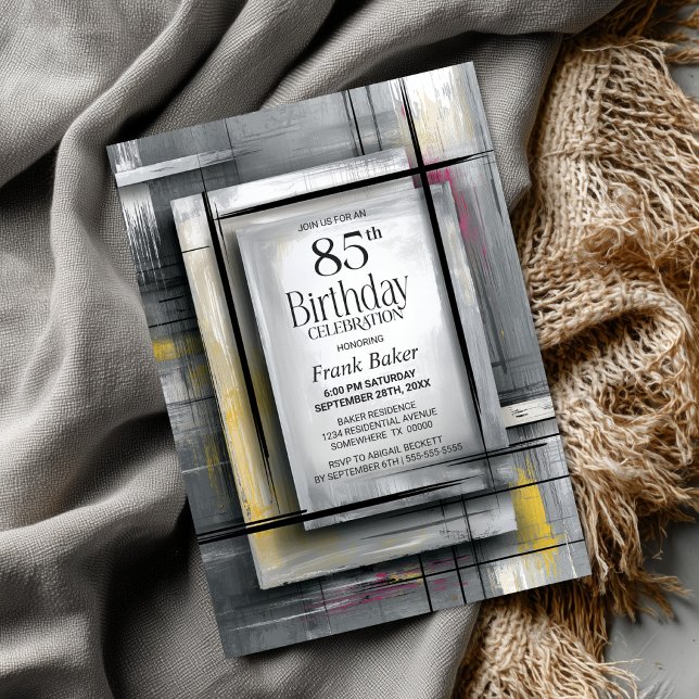 Modern Grey 85th Birthday Party Invitation (Creator Uploaded)