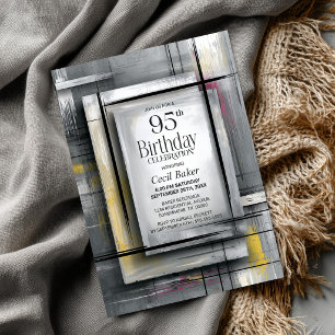 Modern Grey 95th Birthday Party Invitation