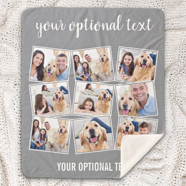 Modern Grey 9 Photo Collage Sherpa Blanket (Creator Uploaded)