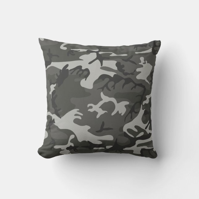 Modern Grey Abstract Camo Camouflage Cushion (Front)