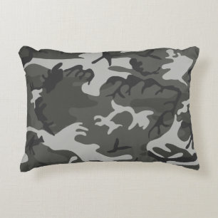 Modern Grey Abstract Camo Camouflage Decorative Cushion