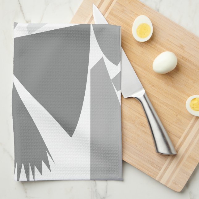Modern Grey Abstract Geometric Pattern      Tea Towel (Quarter Fold)