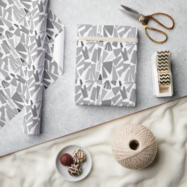 Modern Grey Abstract Geometric Pattern   Wrapping Paper (Crafts)