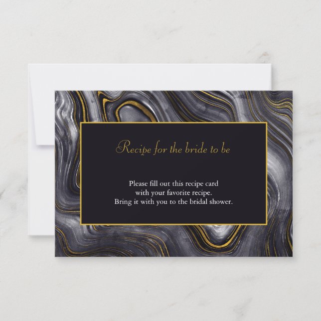 Modern Grey Agate Bridal Shower Recipe Card (Front)