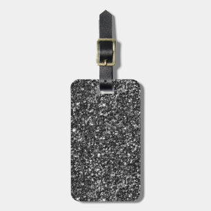 Modern Grey And Black Glitter Luggage Tag