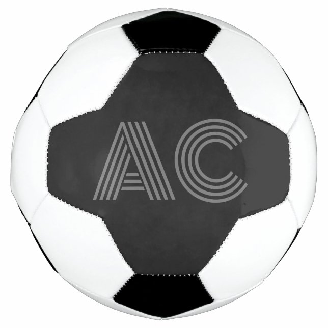 Modern Grey and Black Monogram Football (Front)