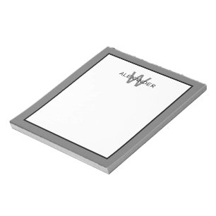 Modern Grey and Black Monogram Notepad