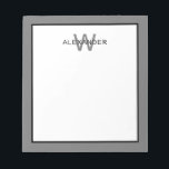 Modern Grey and Black Monogram Notepad<br><div class="desc">This modern monogram notepad features a frame of grey and black with a matching black and grey monogram that you can personalise with your choice of name and initial.</div>