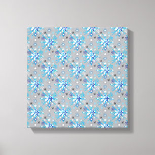 Modern grey and blue Holiday Snowflakes pattern Canvas Print