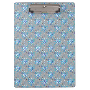 Modern grey and blue Holiday Snowflakes pattern Clipboard