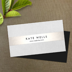 Modern Grey and Faux Silver Stripe Business Card