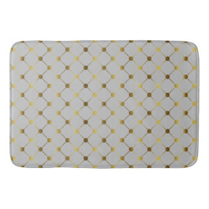 Modern Grey and Gold Dot Grid Bath Mat
