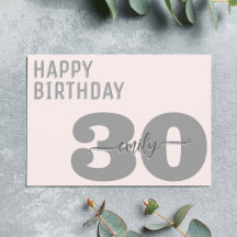 Modern Grey and Pink 30th Birthday