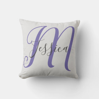 Modern Grey and Purple Monogram Cushion