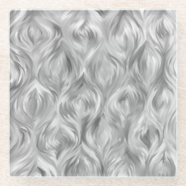 Modern Grey and White Art Beverage Coaster (Front)