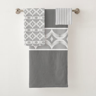 Modern Grey and White Bath Towel Set