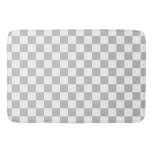 Modern Grey and White Chequered Bath Mat