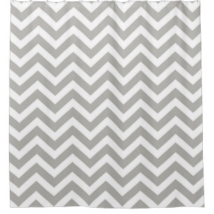 Modern Grey and White Chevron Striped Shower Curtain