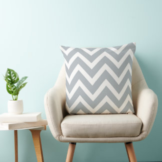 Modern Grey and White Chevron Stripes Cushion
