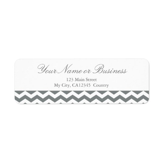 Modern grey and white chevron zigzag design custom return address label