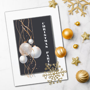 Modern Grey and White Christmas Party Invitation