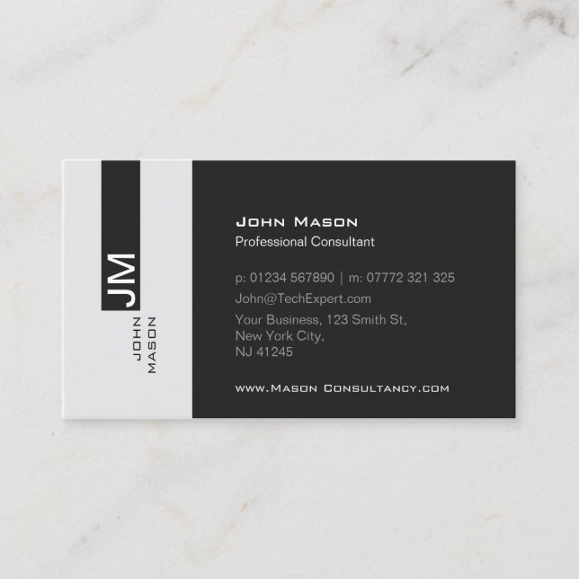 Modern Grey and White Consultant - Business Card (Front)