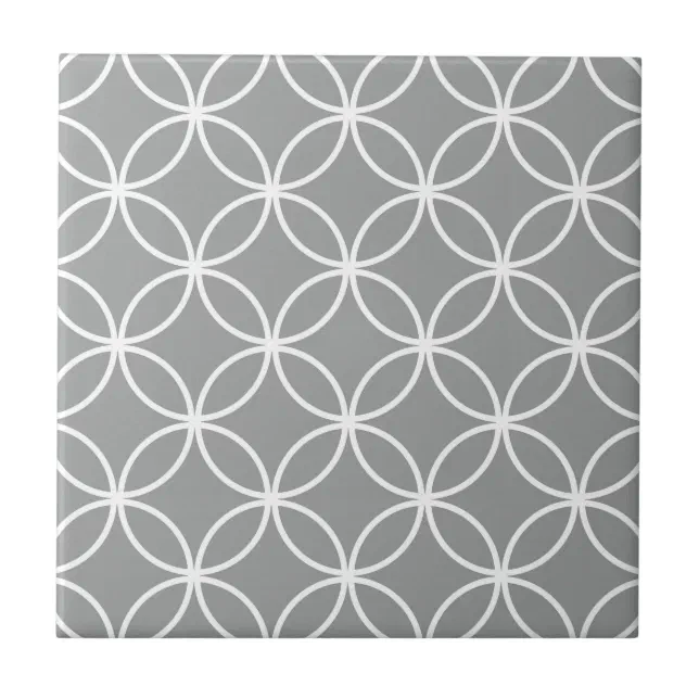 Modern Grey and White Geometric Circles Pattern Tile | Zazzle