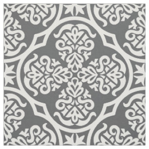 Modern Grey and White Geometric Fabric