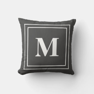 Modern Grey and White Monogram Cushion