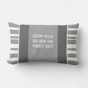modern grey and white stripes add your text  lumbar cushion