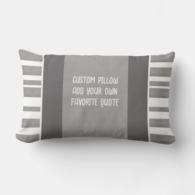 modern grey and white stripes add your text  lumbar cushion (Front)