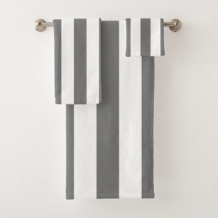 Modern Grey and White Stripes Minimalist Bath Towel Set