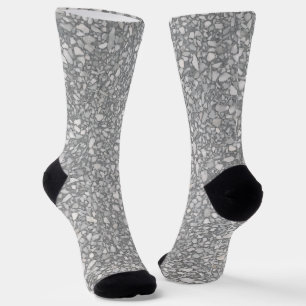 Modern Grey and White Terrazzo Socks