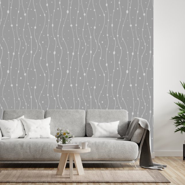 Modern Grey and White Wavy Lines and Dots  Wallpaper (Creator Uploaded)