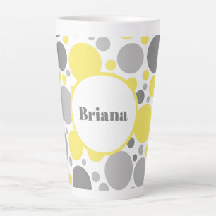 Modern Grey and Yellow Bubbles Personalised Latte Mug