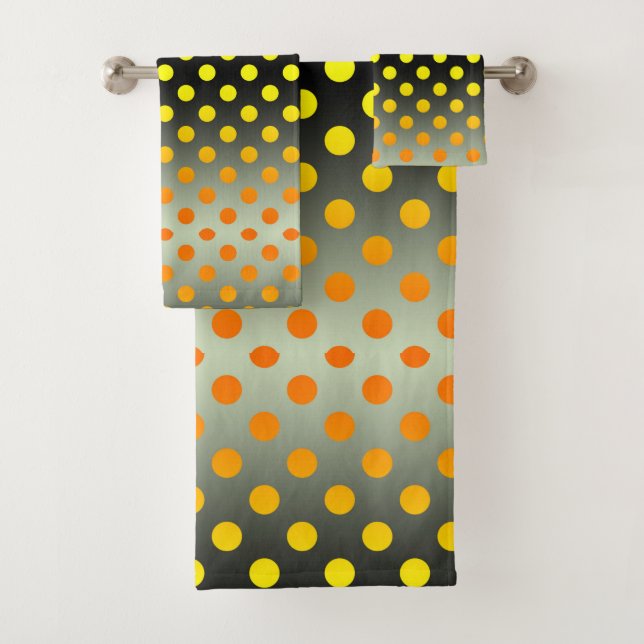 Modern Grey And Yellow Gradient Polka Dot Bath Tow Bath Towel Set (Insitu)