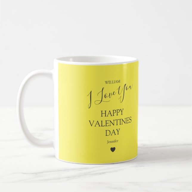 Modern Grey And Yellow  Photo Valentines Day Coffee Mug (Left)