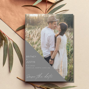 Modern Grey Arch Photo Wedding Save The Date
