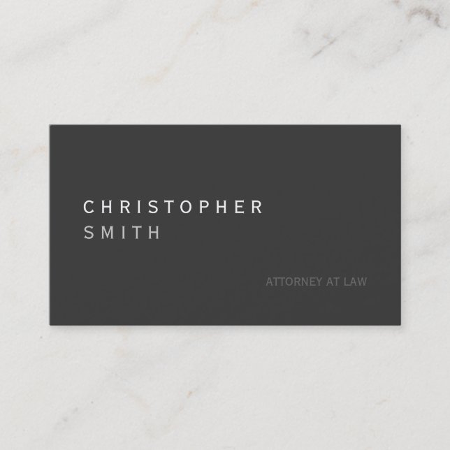 Modern Grey Attorney at Law Business Card (Front)